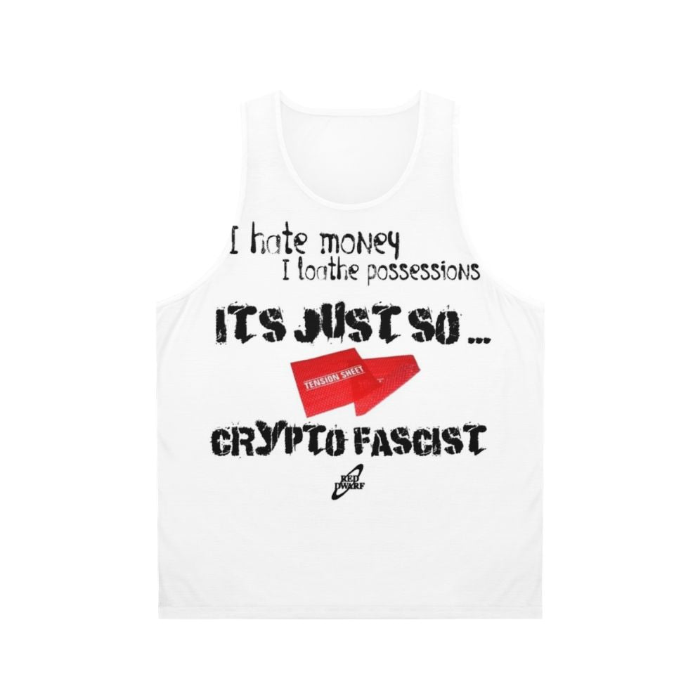 Retro sci-fi unisex tank top with anti-establishment design