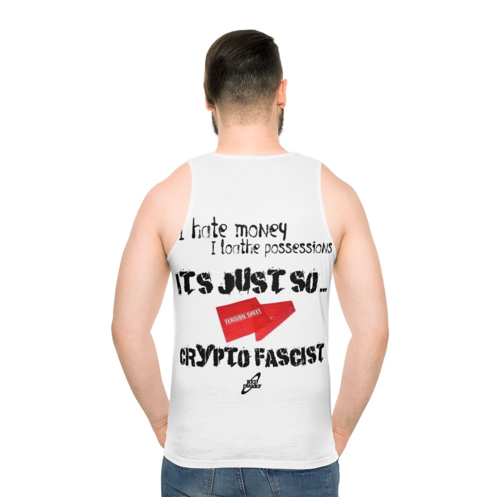 Retro sci-fi unisex tank top with anti-establishment design