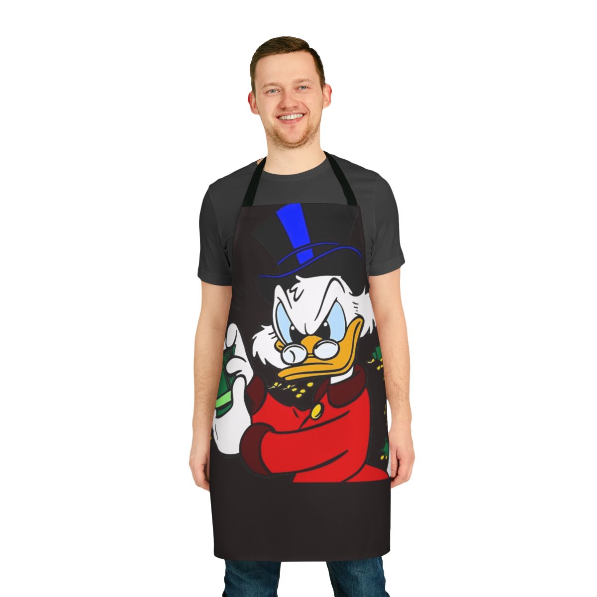 Scrooge McDuck-inspired vintage cartoon t-shirt apron