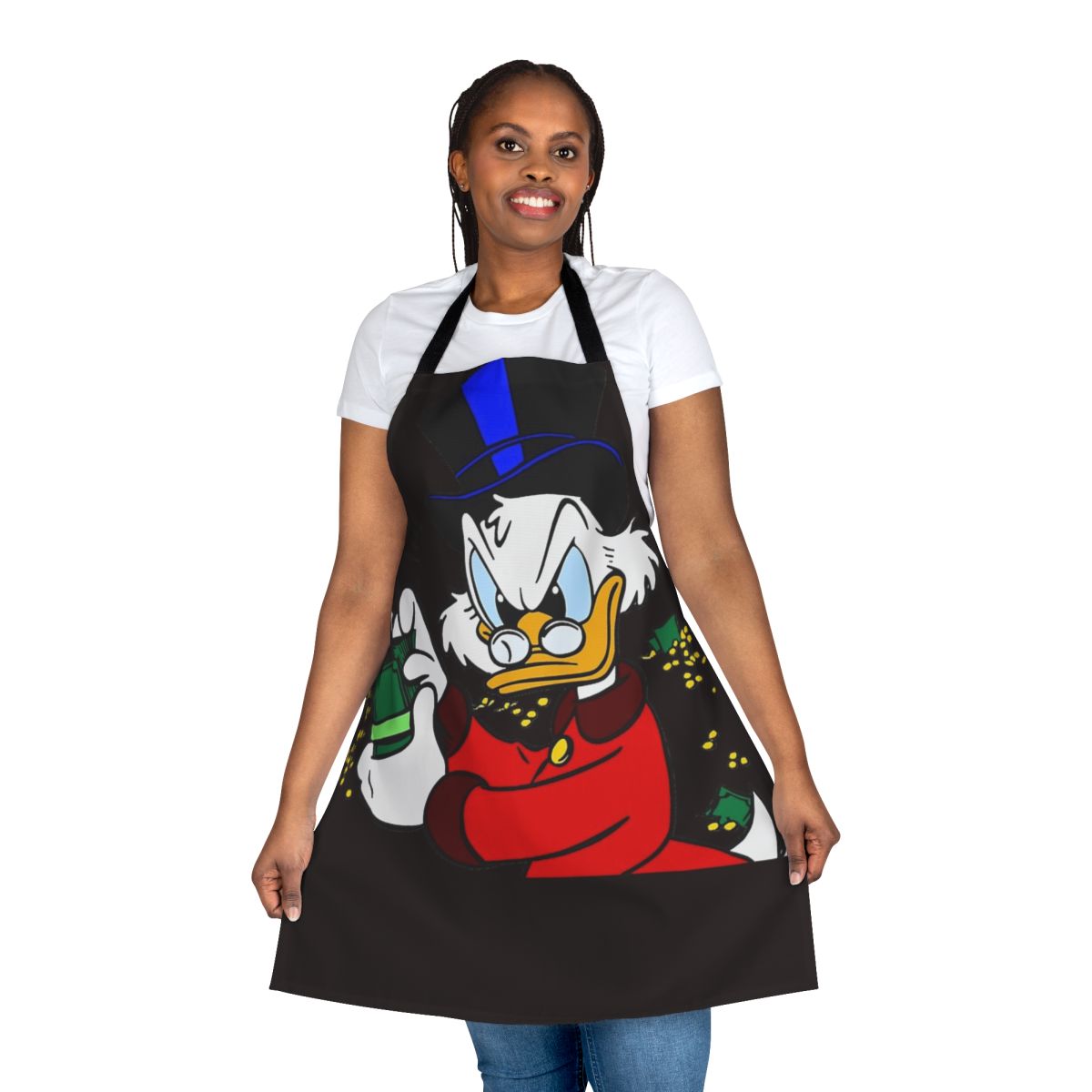 Scrooge McDuck-inspired vintage cartoon t-shirt apron
