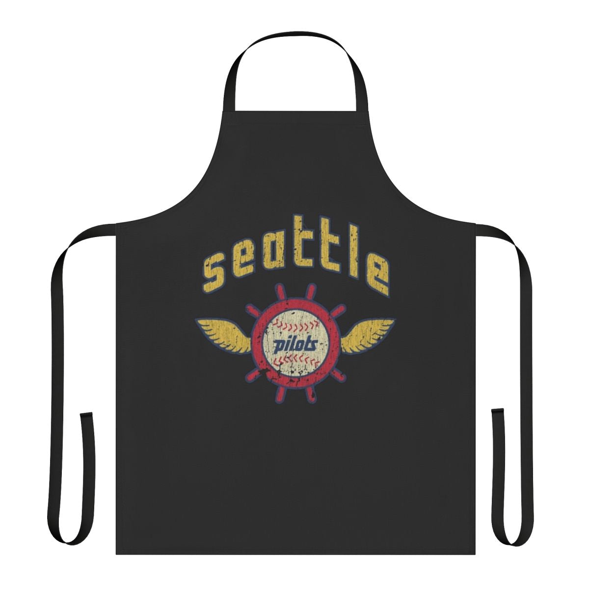 Vintage-style apron featuring the classic Seattle Pilots baseball logo and team colors