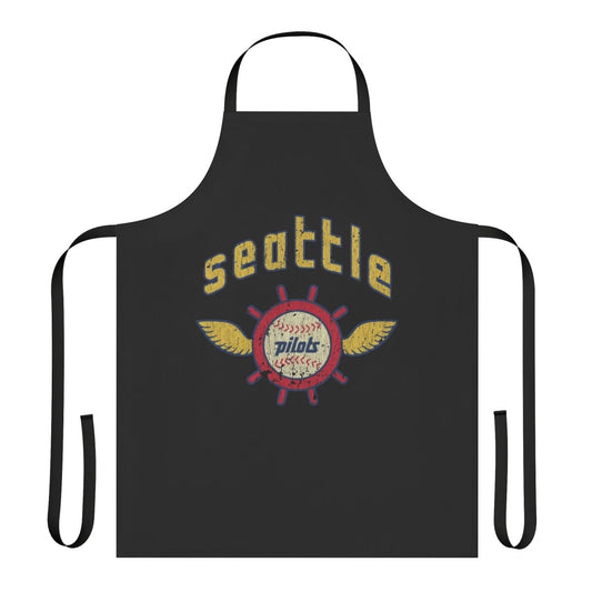 Vintage-style apron featuring the classic Seattle Pilots baseball logo and team colors