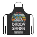 Retro-style apron featuring a colorful shark design, perfect for dads and family cooking.