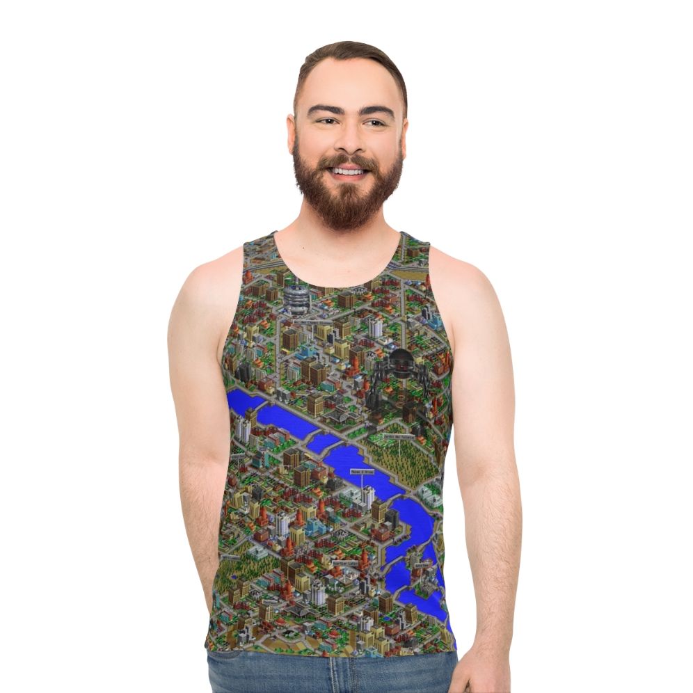 Retro SimCity 2000 pixel art unisex tank top