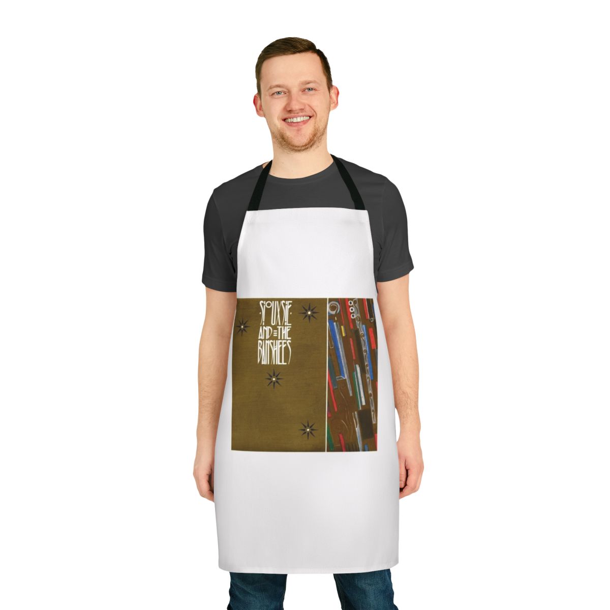Fireworks-patterned apron with Siouxsie and the Banshees-inspired design