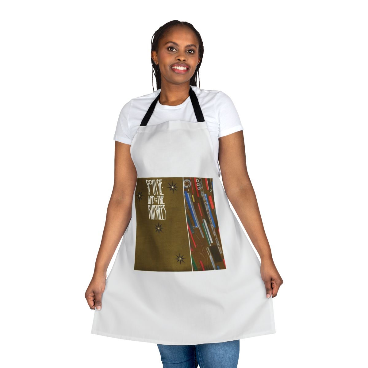 Fireworks-patterned apron with Siouxsie and the Banshees-inspired design
