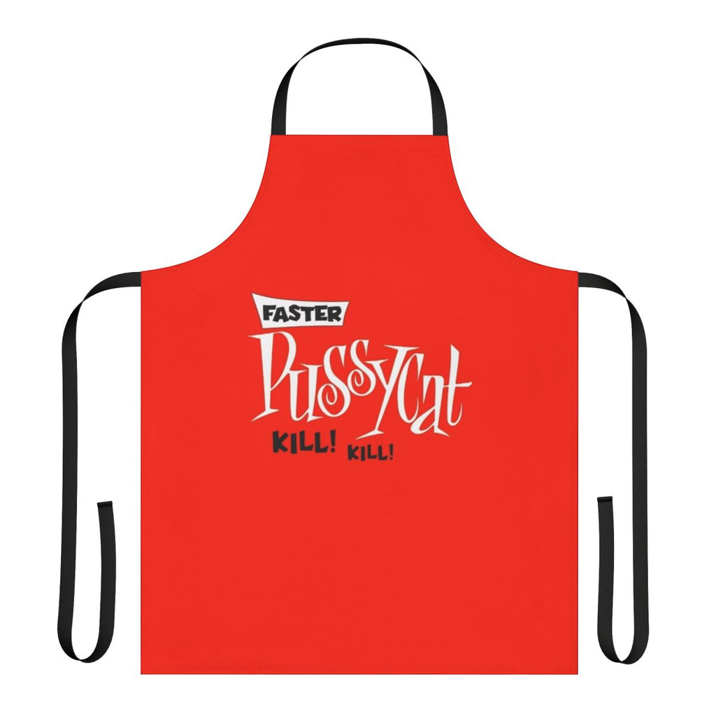 Retro-style apron featuring the iconic "Faster Pussycat Kill Kill" movie poster design