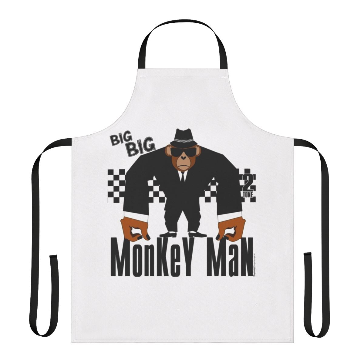 Retro ska inspired apron featuring a monkey design