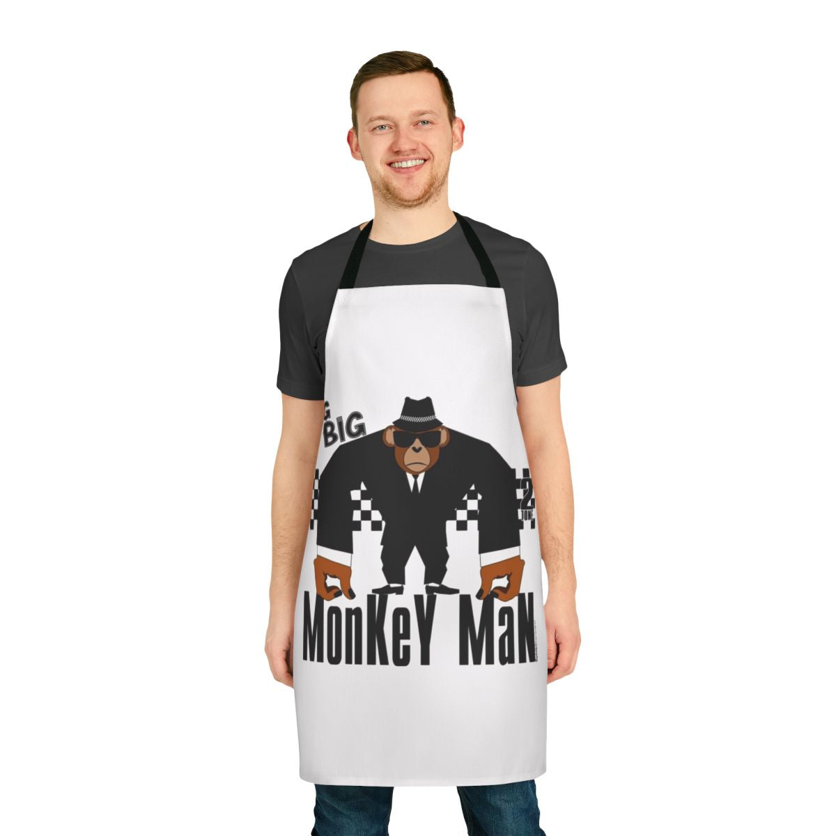 Retro ska inspired apron featuring a monkey design