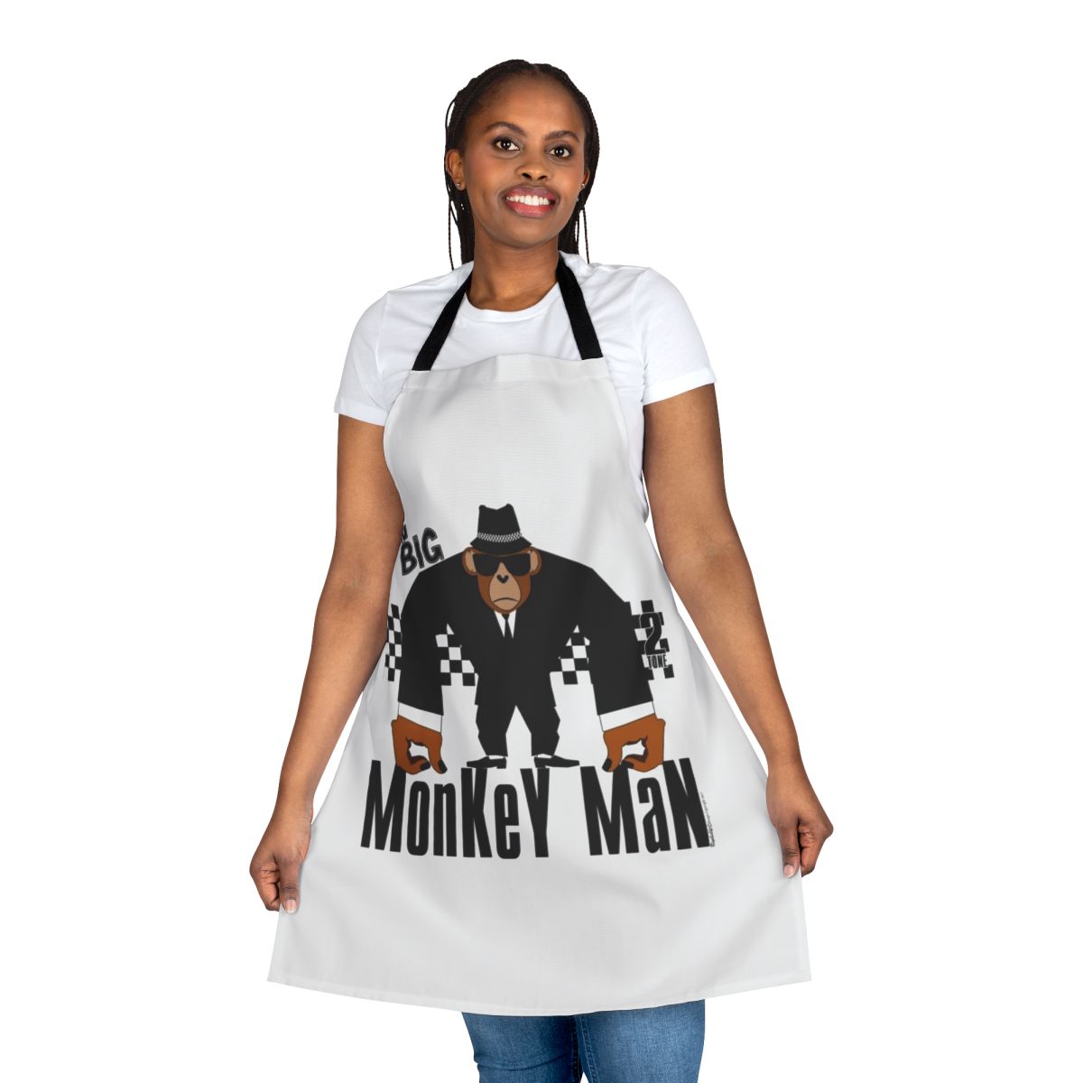 Retro ska inspired apron featuring a monkey design