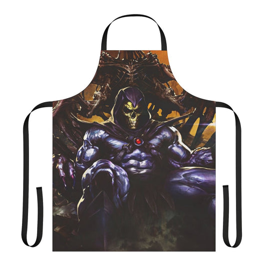 Retro skeletor-themed apron with masters of the universe design
