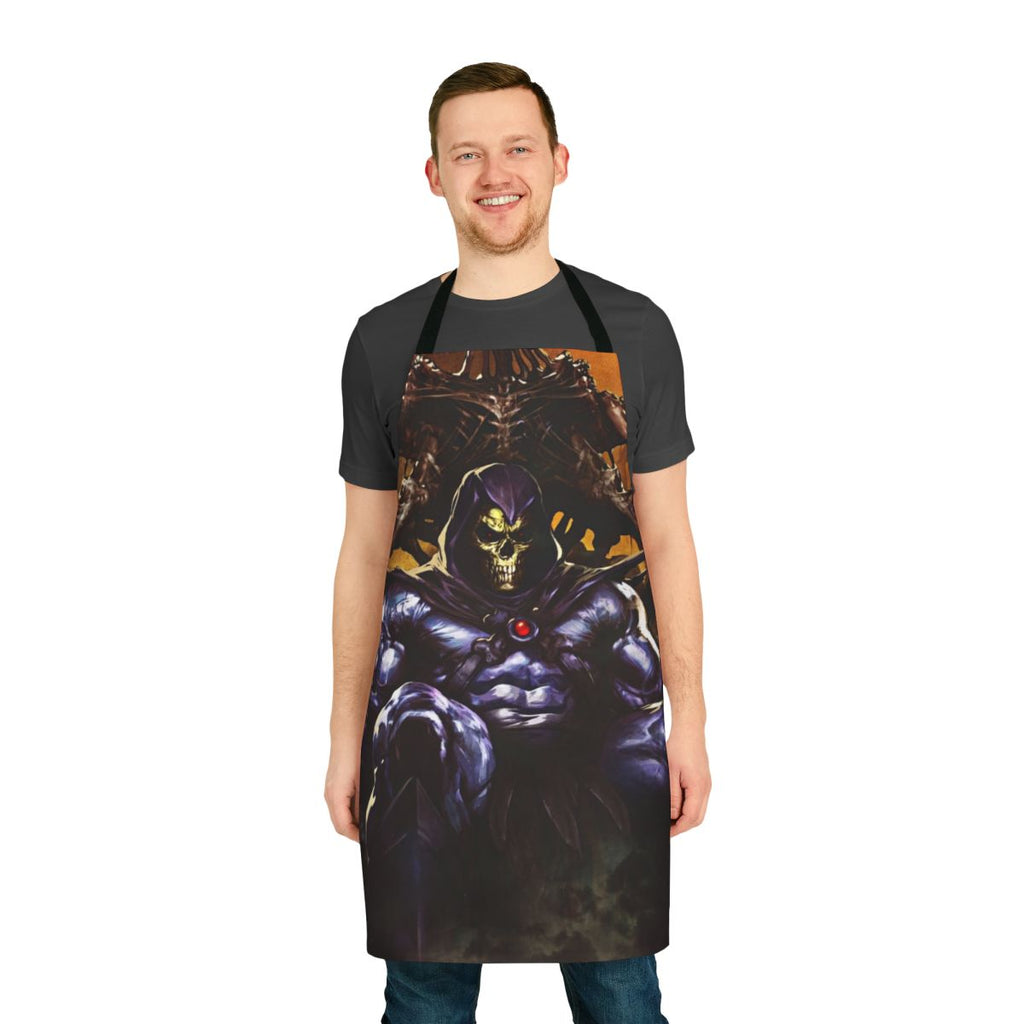 Retro skeletor-themed apron with masters of the universe design