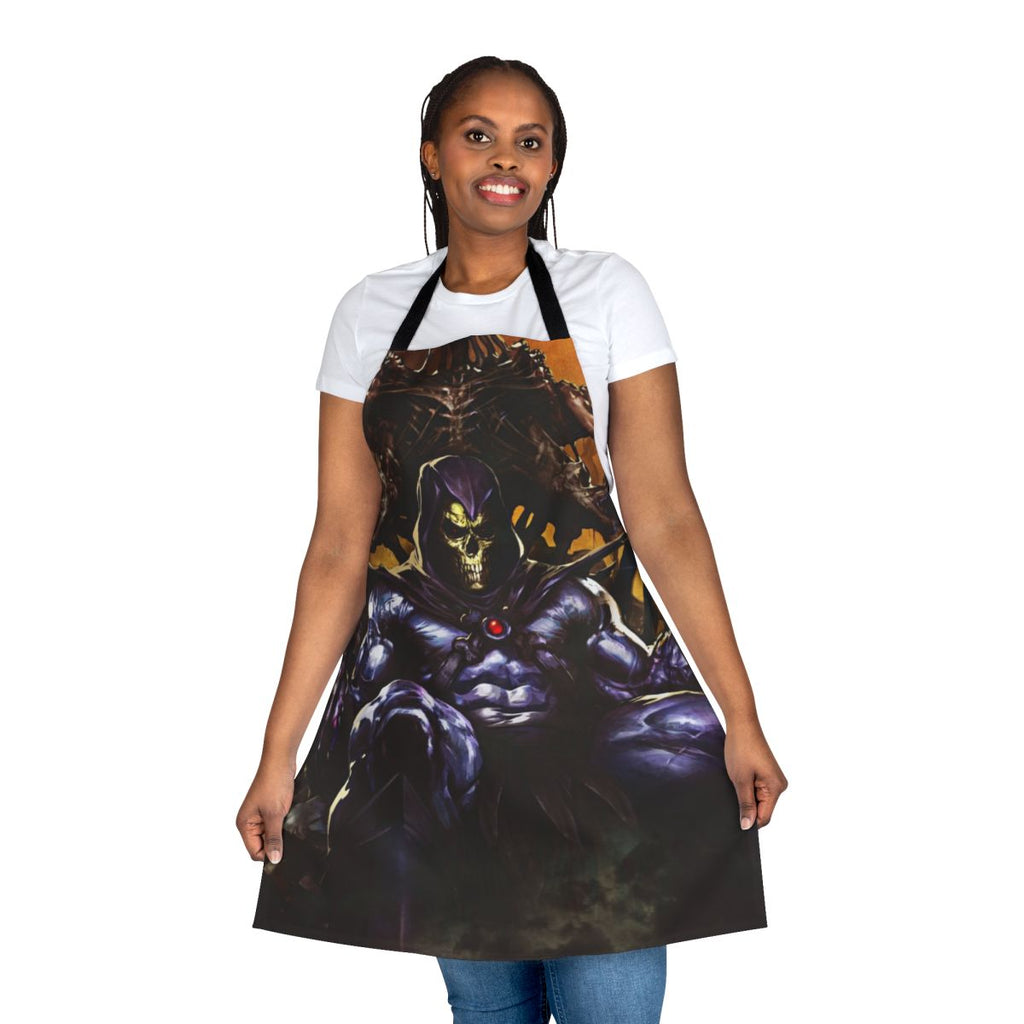 Retro skeletor-themed apron with masters of the universe design