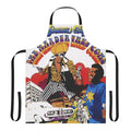 Retro skinhead-inspired apron with graphics related to Jamaican music genres like reggae, ska, and dub