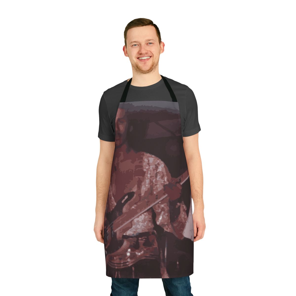 Retro-style slave apron featuring the image of a vintage funk bass player