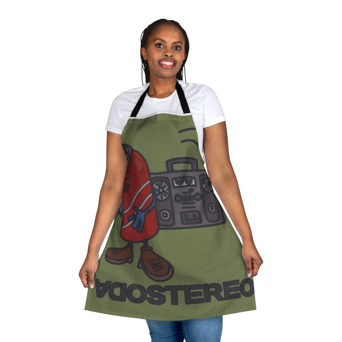 Retro Soda Stereo inspired apron with grunge 90s music pun design