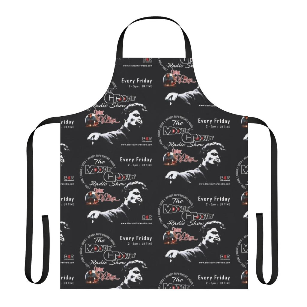 Retro soul and funk inspired apron featuring the Moovin Groovin Radio Show Pt 2 design