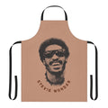 Vibrant apron featuring a pop art-style portrait of Stevie Wonder