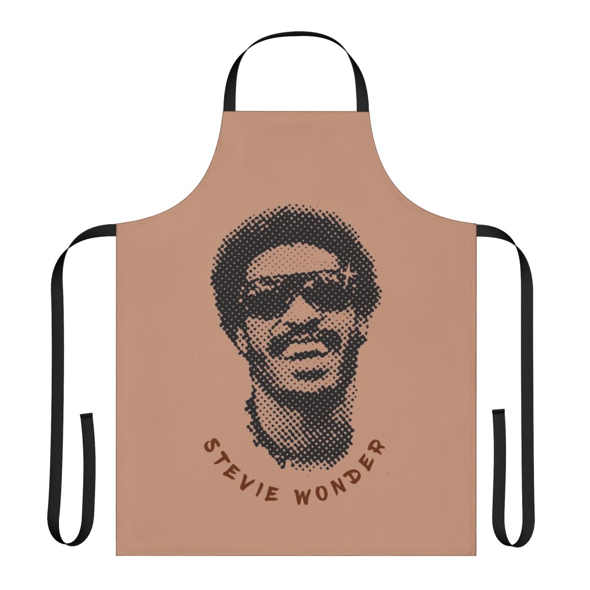 Vibrant apron featuring a pop art-style portrait of Stevie Wonder