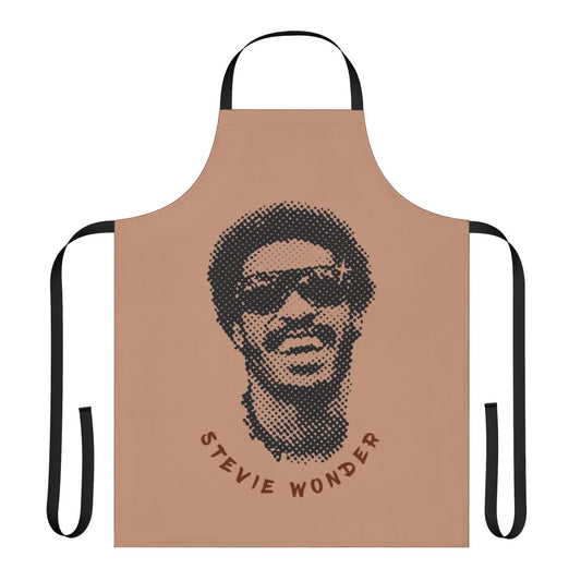 Vibrant apron featuring a pop art-style portrait of Stevie Wonder