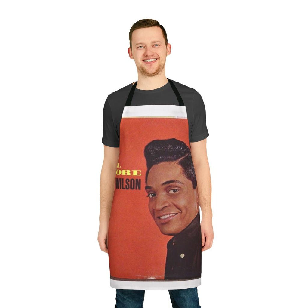 Vintage-style apron featuring the album cover art of Jackie Wilson's "Soul Galore" from 1966.