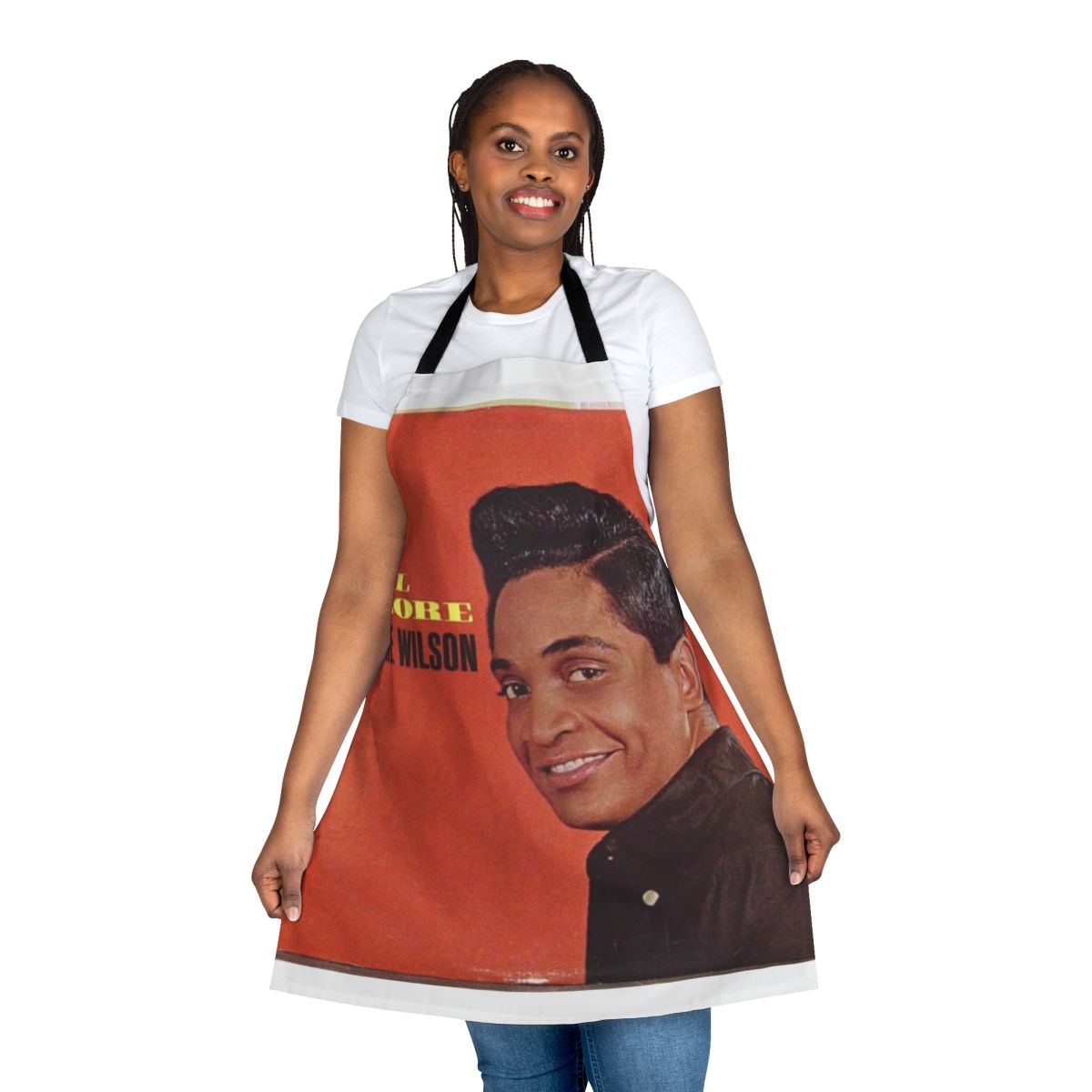 Vintage-style apron featuring the album cover art of Jackie Wilson's "Soul Galore" from 1966.