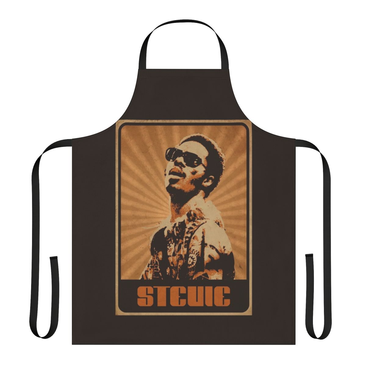 Retro soul music inspired apron featuring the image of Stevie Wonder