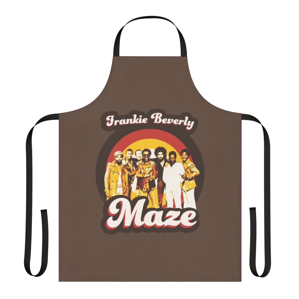 Retro-style apron featuring the iconic Frankie Beverly and Maze 70s soul and funk music