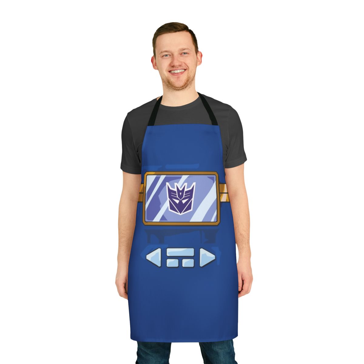Retro-style Soundwave inspired chest apron with Transformers characters