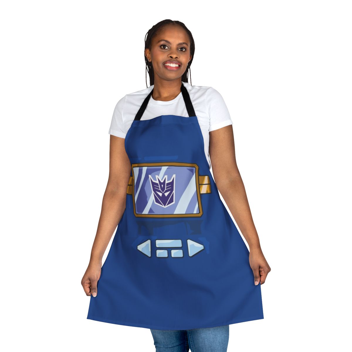 Retro-style Soundwave inspired chest apron with Transformers characters