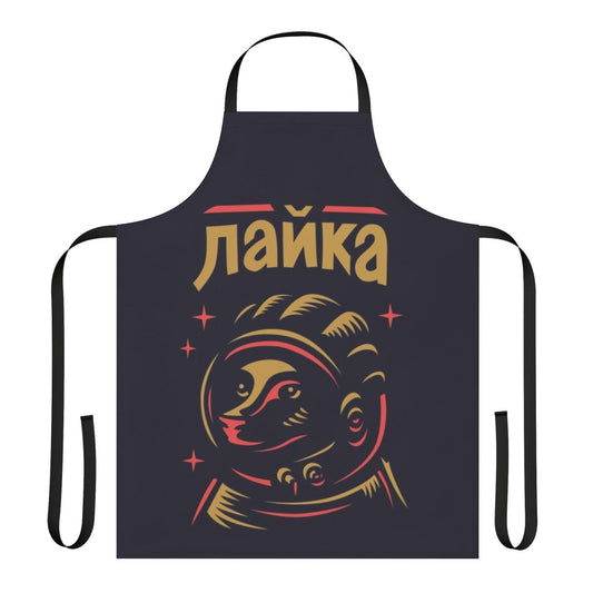 A vintage-style apron featuring the famous Soviet space dog Laika.