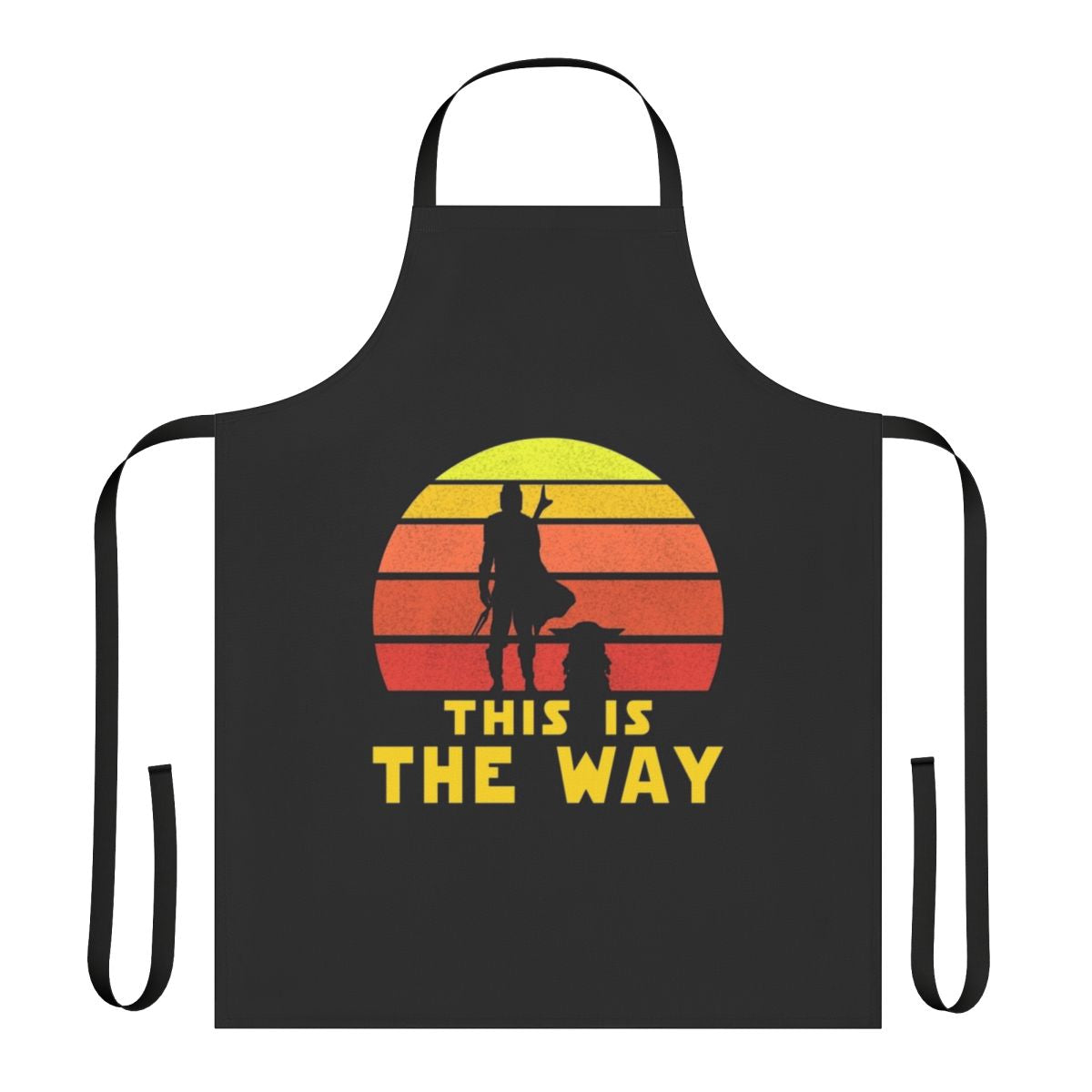 Retro-style apron featuring Mandalorian-inspired design and imagery