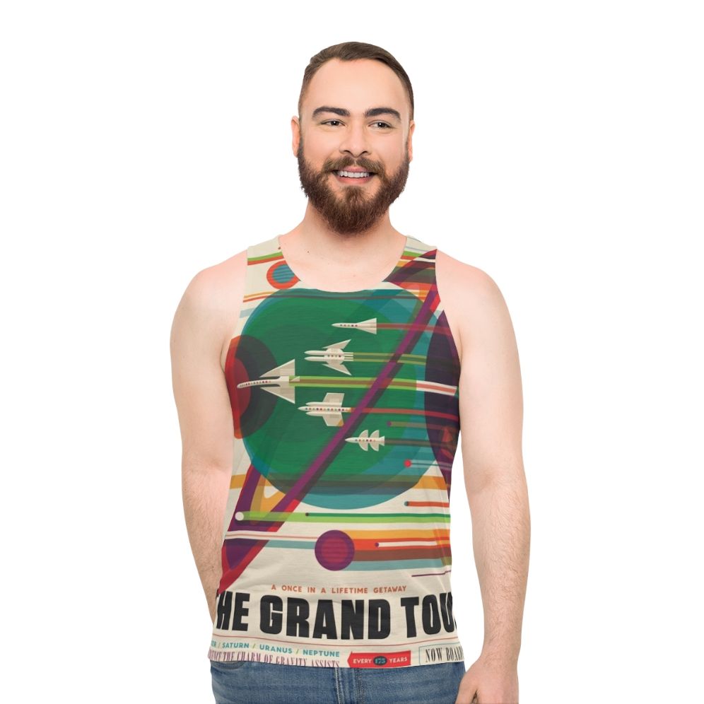 Retro space poster unisex tank top