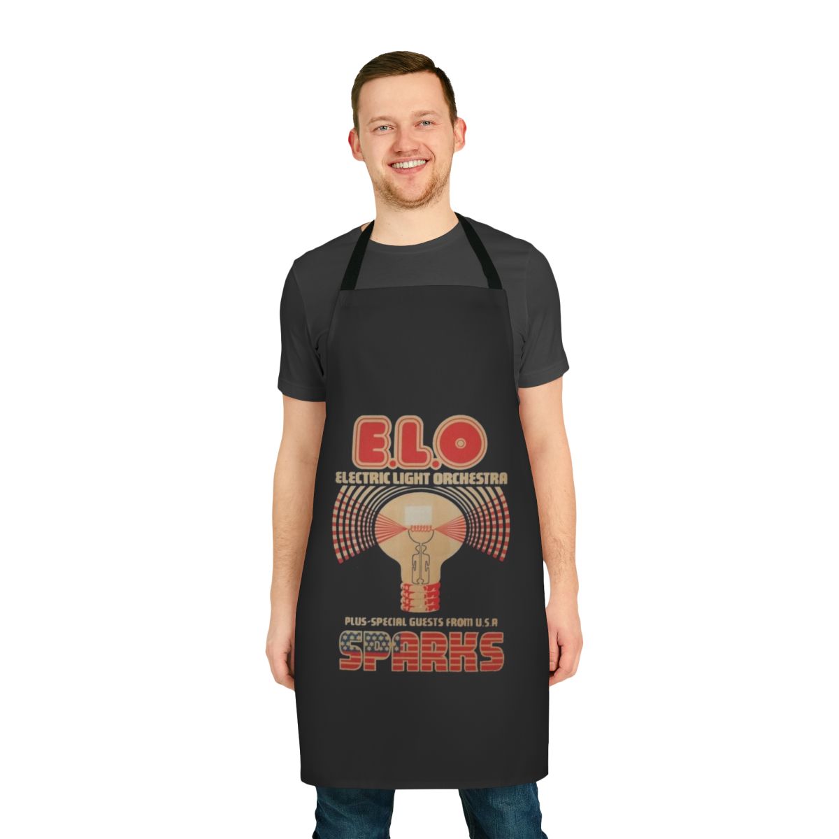 Sparks Band Apron, featuring retro 70s/80s band design