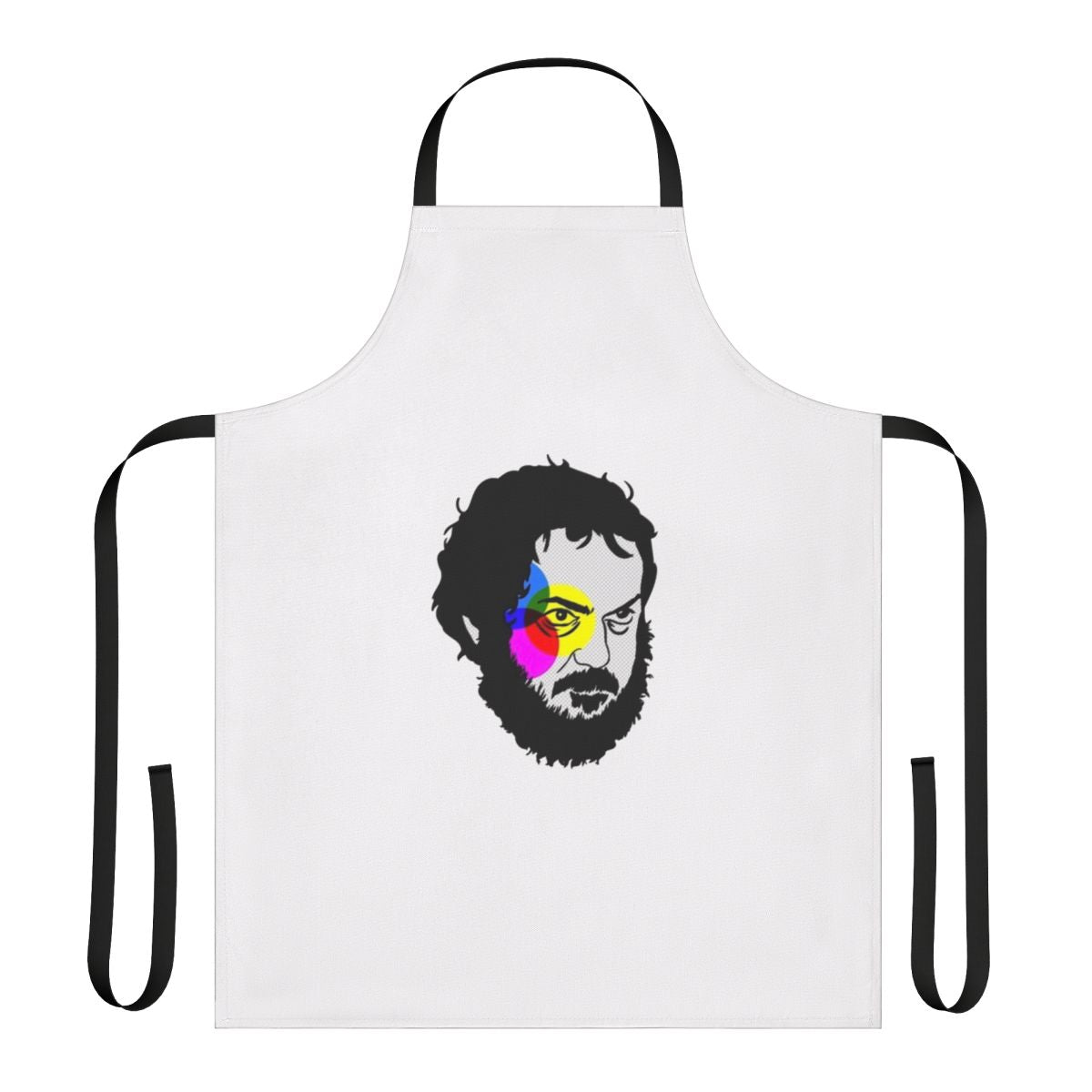 Stanley Kubrick inspired movie director apron with CMYK color scheme