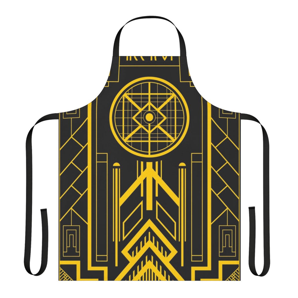 Retro-style apron featuring a stylized depiction of the USS Enterprise from the Star Trek franchise in an Art Deco design.