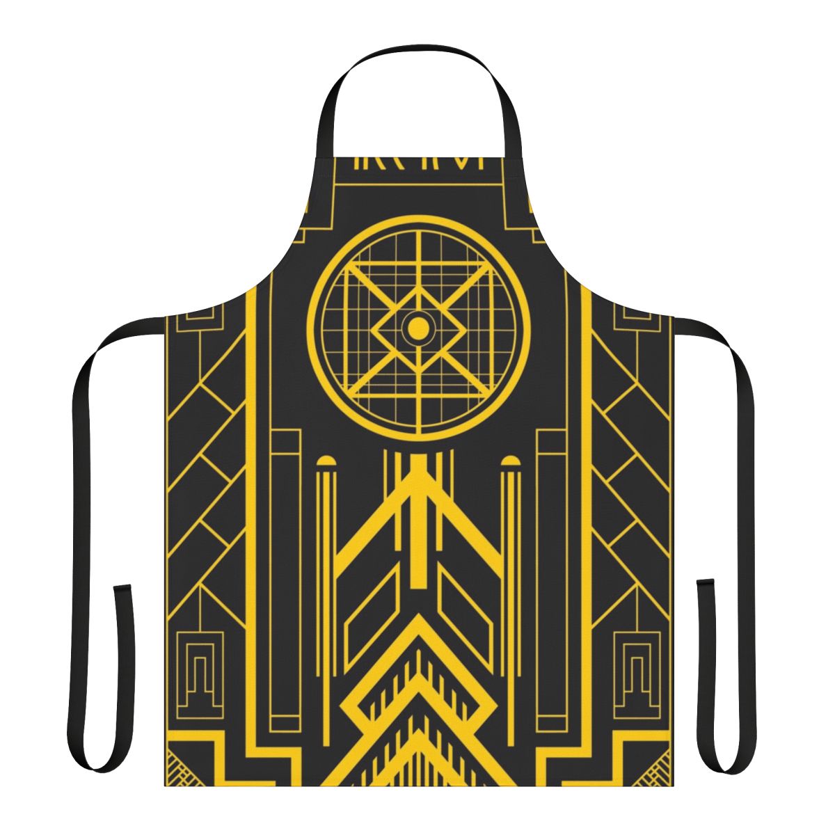 Retro-style apron featuring a stylized depiction of the USS Enterprise from the Star Trek franchise in an Art Deco design.
