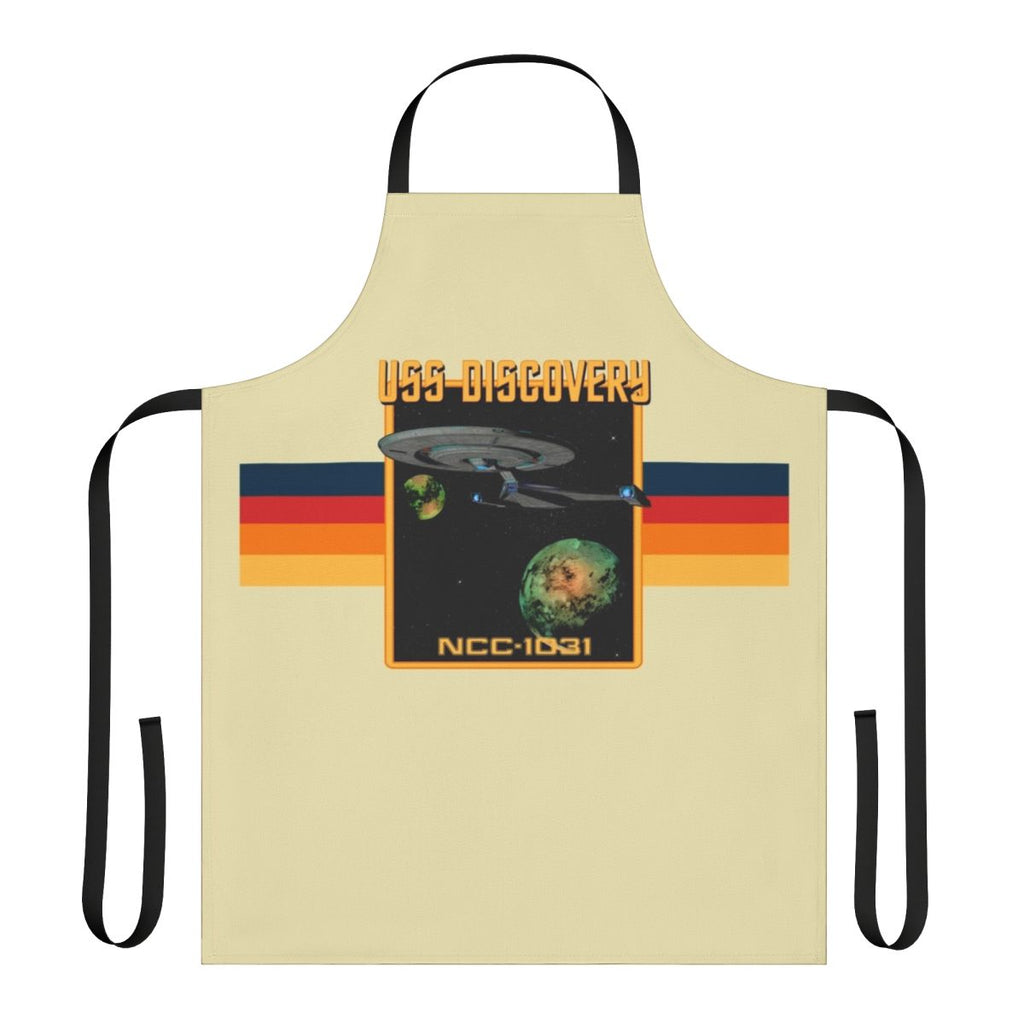 Retro-styled apron featuring the USS Discovery from the Star Trek franchise
