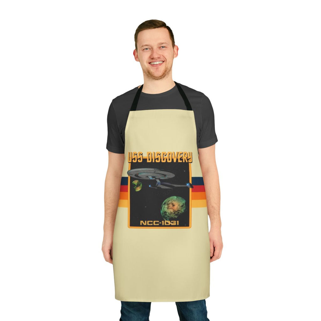 Retro-styled apron featuring the USS Discovery from the Star Trek franchise
