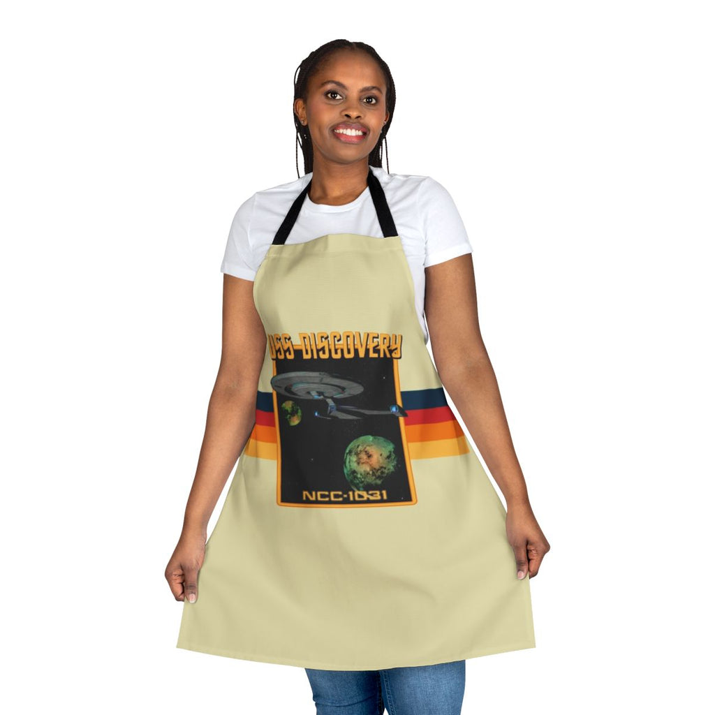 Retro-styled apron featuring the USS Discovery from the Star Trek franchise