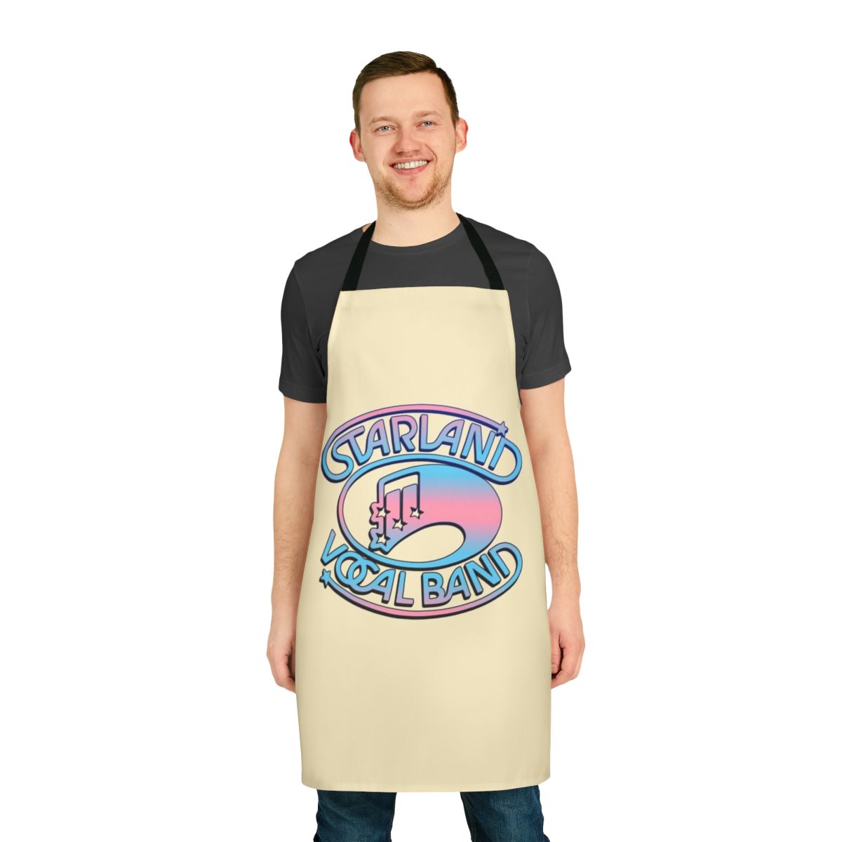 Starland Vocal Band inspired retro apron with 1970s pop music graphics