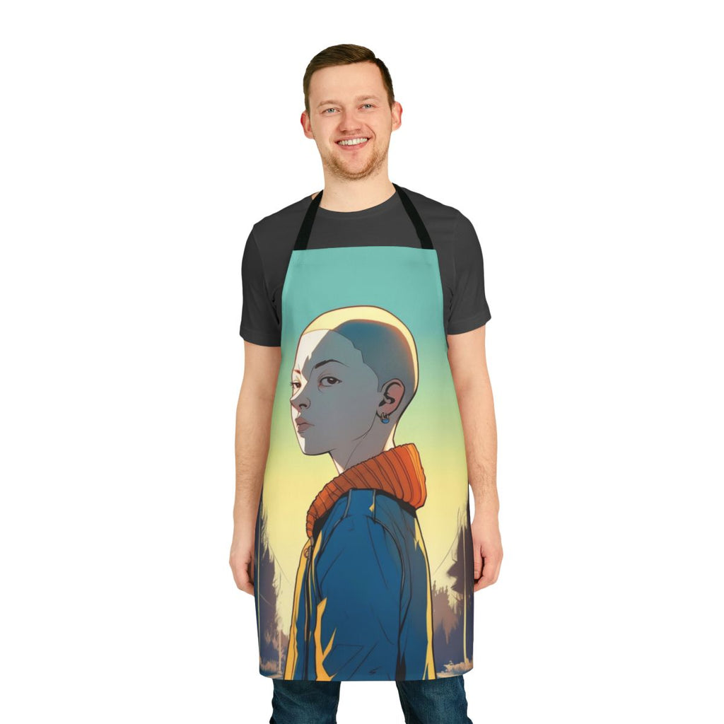 Retro-style apron featuring a graphic design of Eleven from the TV series Stranger Things
