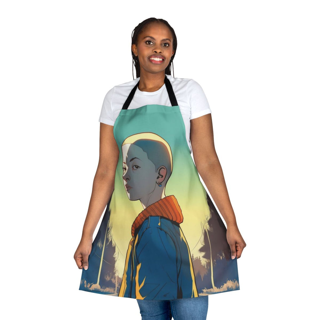 Retro-style apron featuring a graphic design of Eleven from the TV series Stranger Things