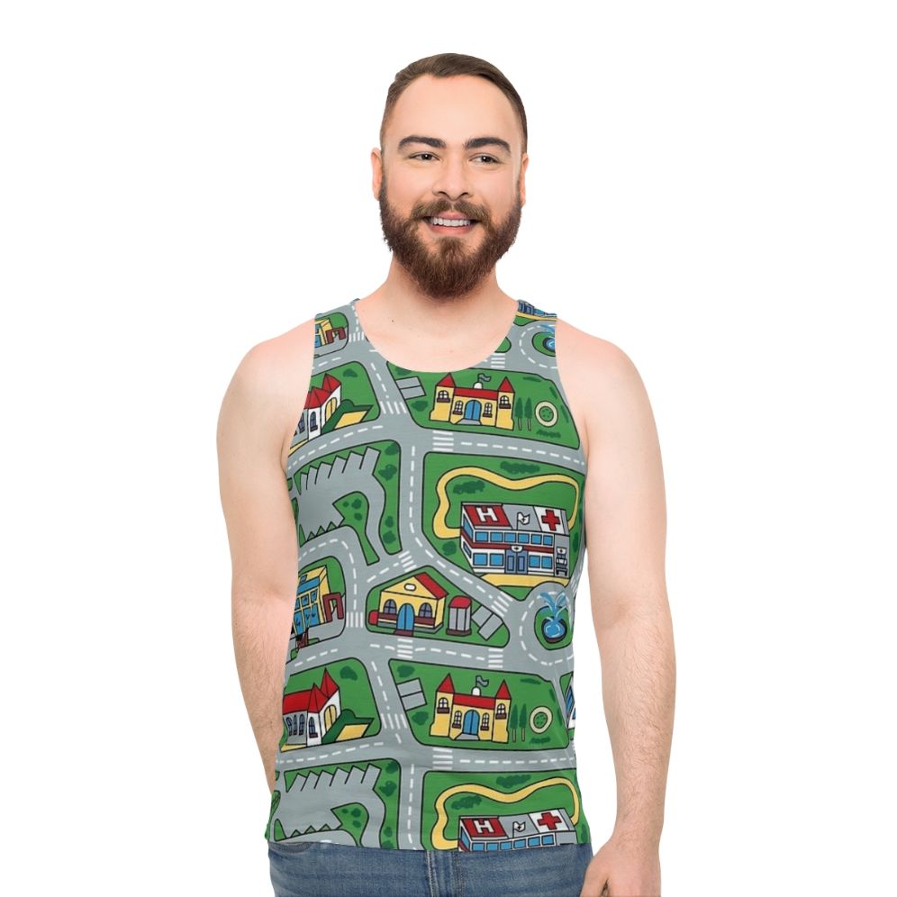 Retro Street Carpet Design Unisex Tank Top