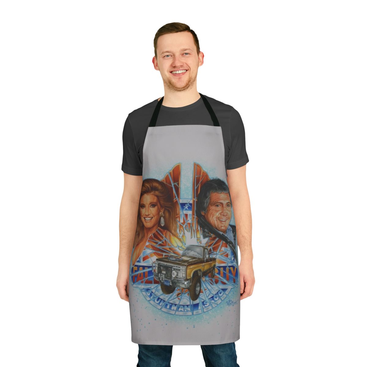 Retro stuntman apron with The Fall Guy TV show-inspired design
