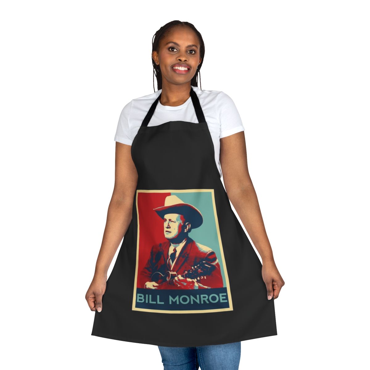 Retro-style apron featuring a vintage music theme