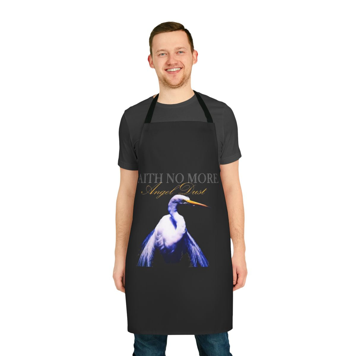 Retro-style apron featuring the iconic "Angel Dust" artwork from the Faith No More album