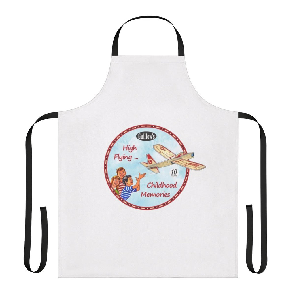 Retro-style apron featuring a balsa wood model airplane design