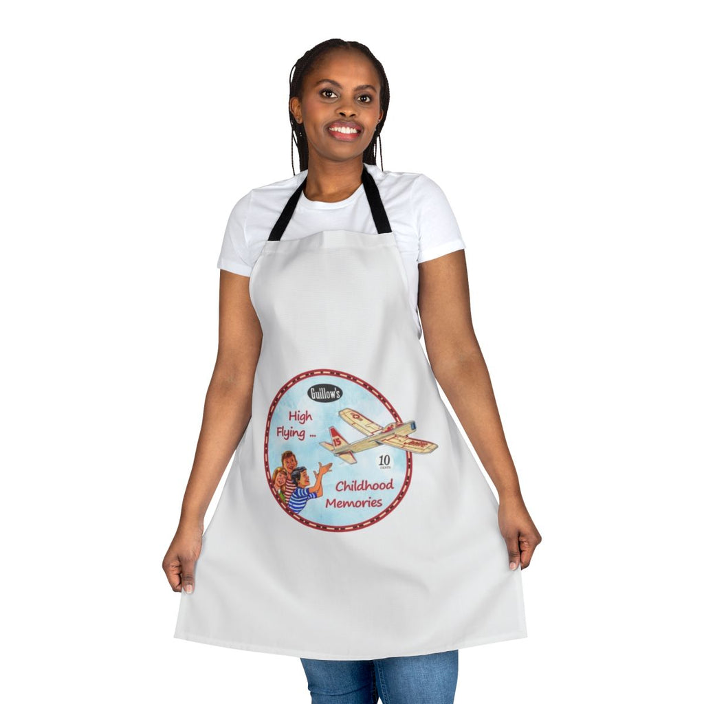 Retro-style apron featuring a balsa wood model airplane design