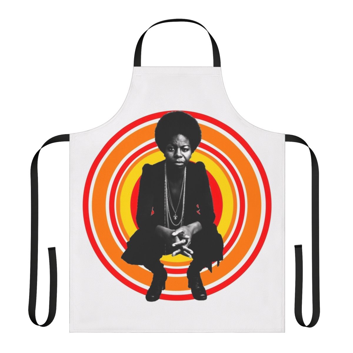 Retro-style apron featuring the portrait of iconic jazz musician Nina Simone